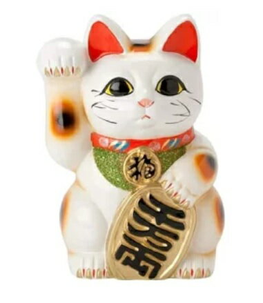 乐天商城 - 常滑焼 招き猫　梅月 白小判猫　（右手）7号高さ：23cm