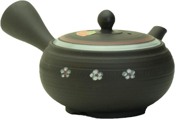 常滑焼急須　黒　小梅帯網急須　300ml　(帯アミ茶こし)