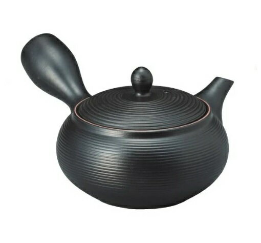 常滑焼　帯網急須　線段 黒　360ml　(帯網茶こし)