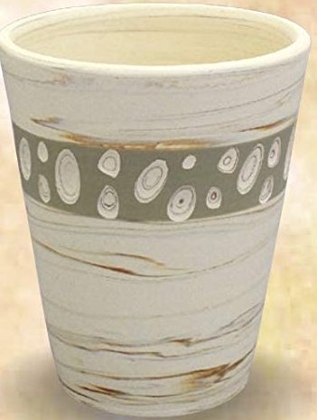 常滑焼　フリーカップ　憲児作　白練込水玉緑　径8×10cm 1