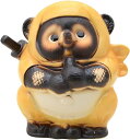 信楽焼 たぬき/狸 忍者イエロー 忍法 H23cm インテリア/エクステリア