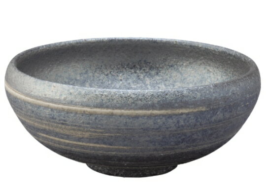 信楽焼　銀彩ライン丸鉢　サイズ:直径14×高さ6cm