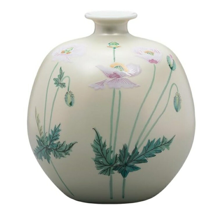 日本の伝統工芸品【九谷焼】5.5号花瓶 けし