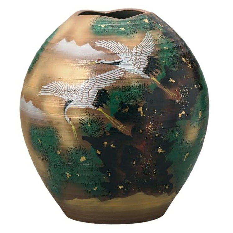 日本の伝統工芸品【九谷焼】8.5号花瓶 松鶴