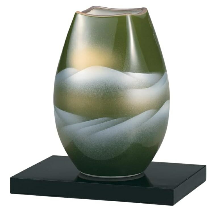 日本の伝統工芸品【九谷焼】8号花瓶 連山(台付)