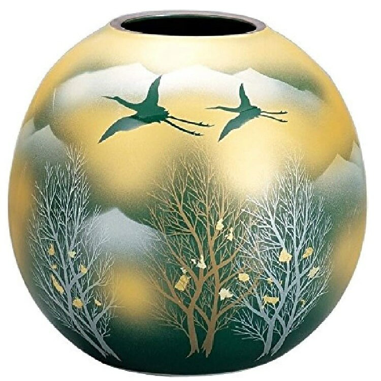 日本の伝統工芸品【九谷焼】5.5号花瓶 金雲木立連山