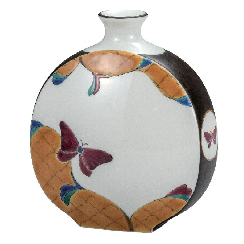 日本の伝統工芸品【九谷焼】4.5号一輪生 蝶と唐草 田村梨依乃