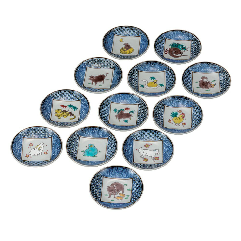 Rakuten - 日本の伝統工芸品【九谷焼】3.2号皿揃 十二支（12枚組）