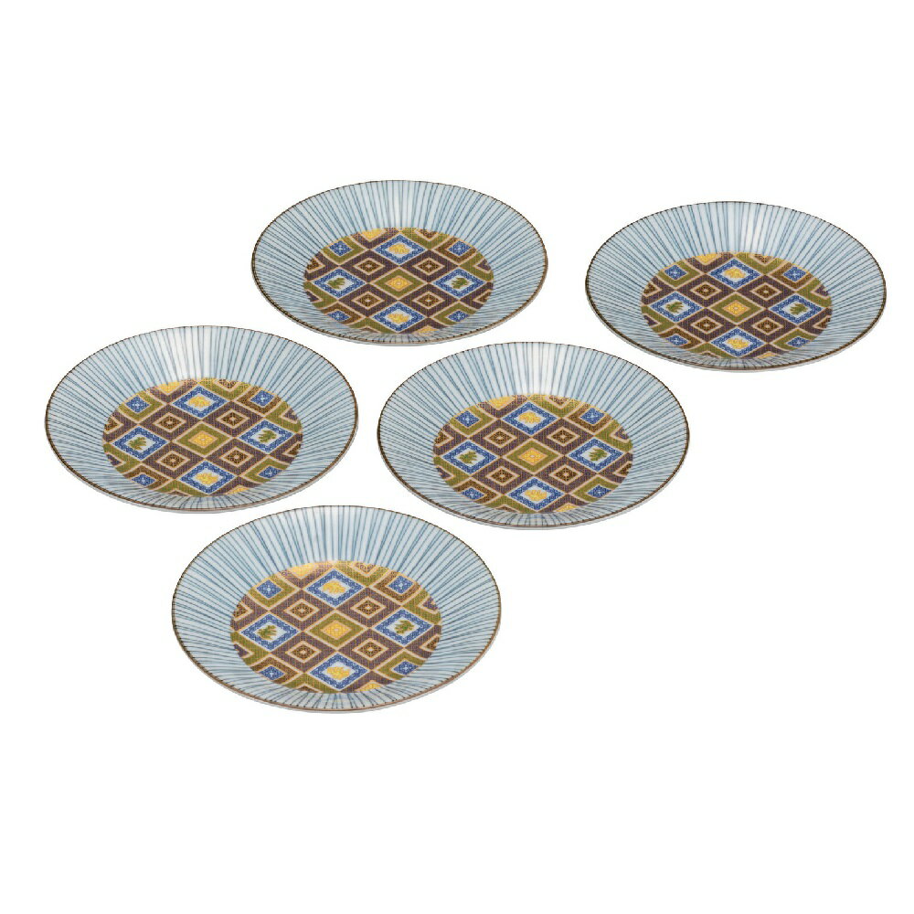 Rakuten - 日本の伝統工芸品【九谷焼】5.2号皿揃 金彩石畳（5枚組）