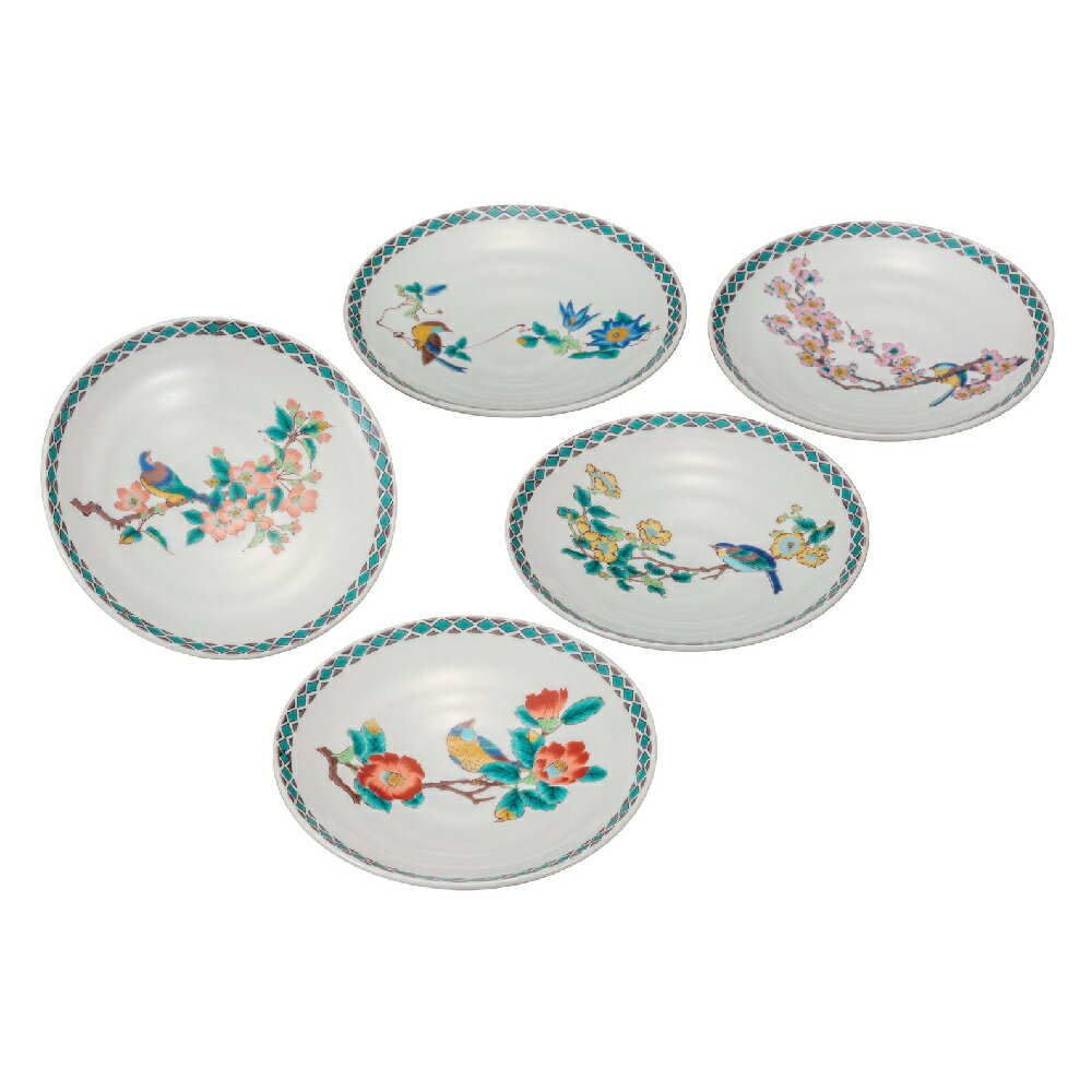Rakuten - 日本の伝統工芸品【九谷焼】5.2号皿揃 花鳥絵変り（5枚組）