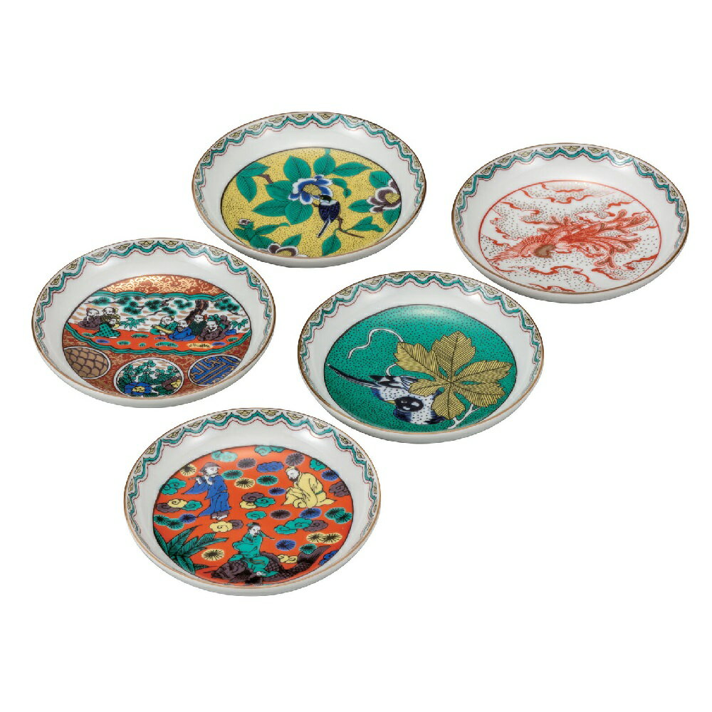 Rakuten - 日本の伝統工芸品【九谷焼】4.2号皿揃 時代絵（5枚組）