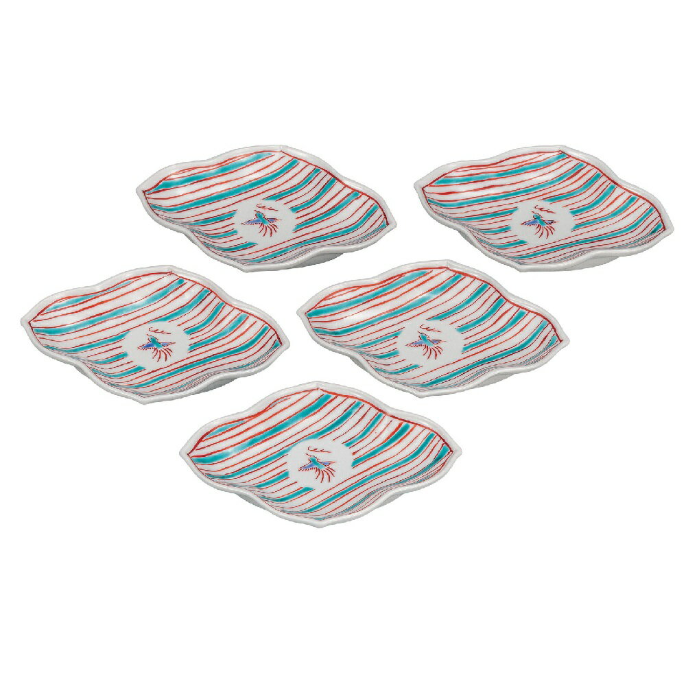 日本の伝統工芸品【九谷焼】5.2号皿揃 小鳥（5枚組）