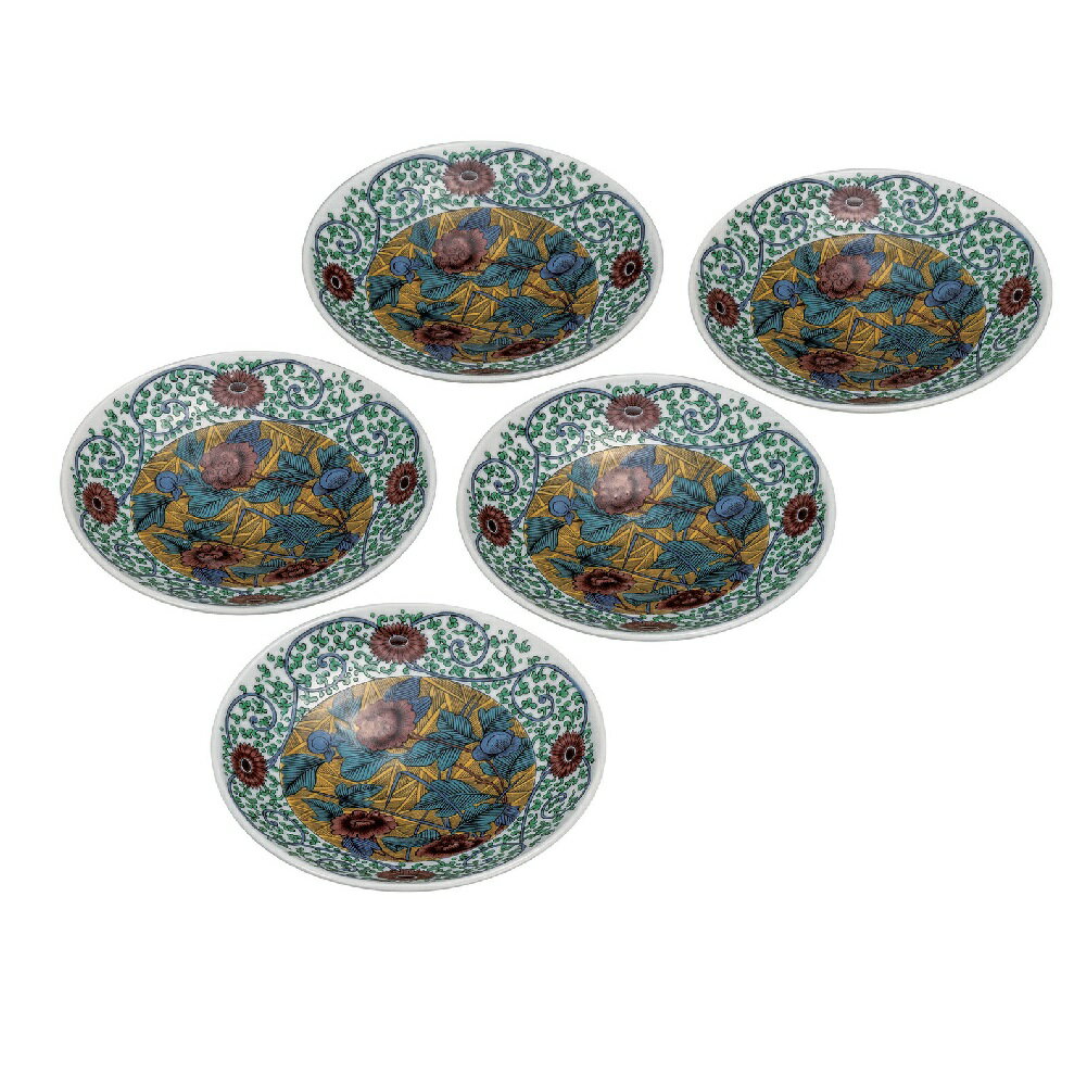 乐天商城 - 日本の伝統工芸品【九谷焼】5.2号皿揃 古九谷風（5枚組）