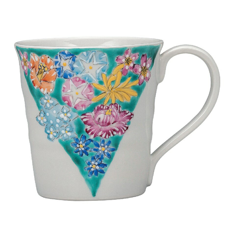 日本の伝統工芸品【九谷焼】マグカップ 花詰 新川敦子