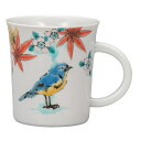 日本の伝統工芸品【九谷焼】マグカップ 春秋ルリビタキ 雅人窯