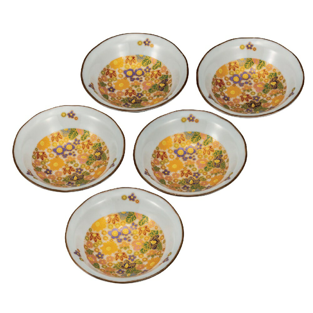 Rakuten - 日本の伝統工芸品【九谷焼】4.5号小鉢揃 花詰（5客組）