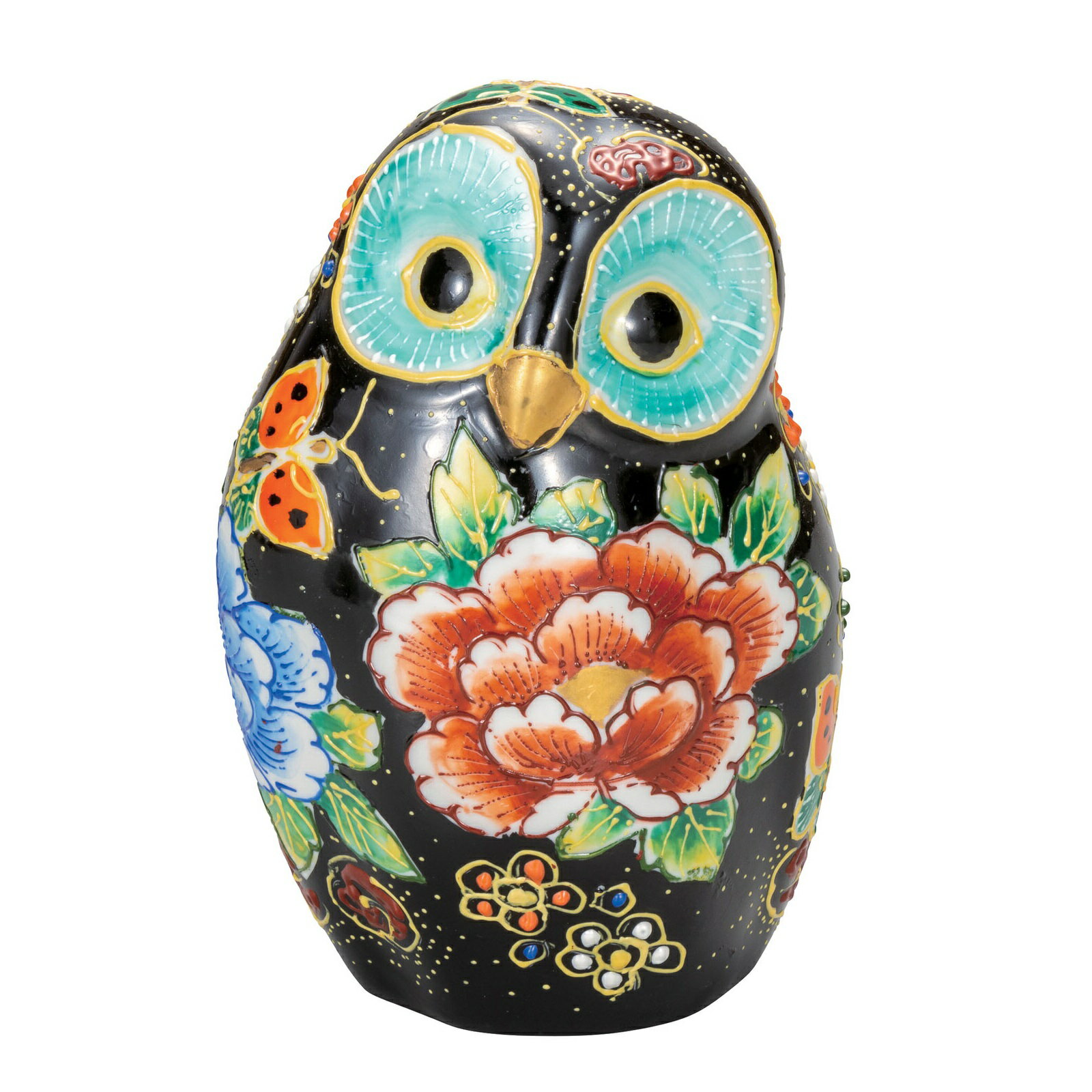 樂天商城 - 日本の伝統工芸品【九谷焼】6号ふくろう 牡丹