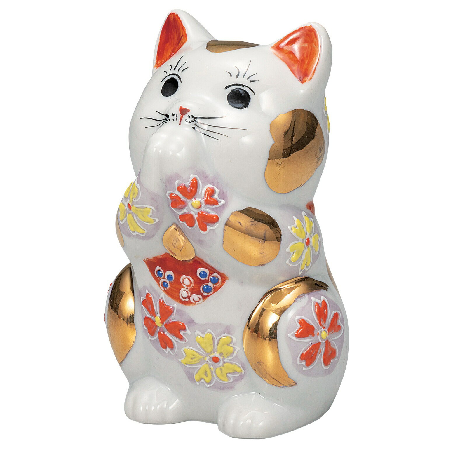 Rakuten - 日本の伝統工芸品【九谷焼】3.8号お祈り猫 金ブチ盛