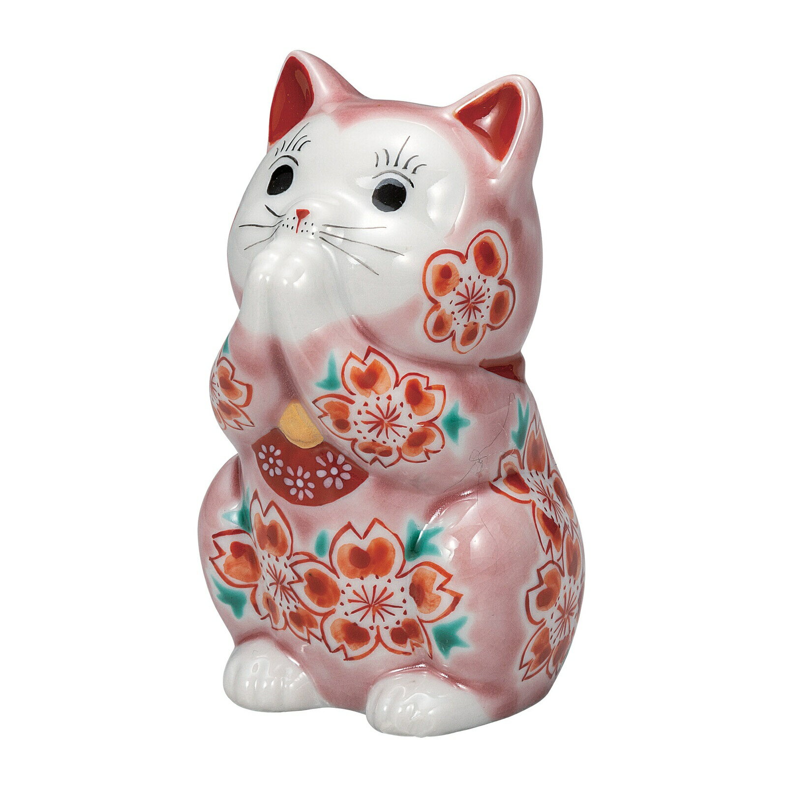 樂天商城 - 日本の伝統工芸品【九谷焼】3.2号お祈り猫 ピンク釉桜