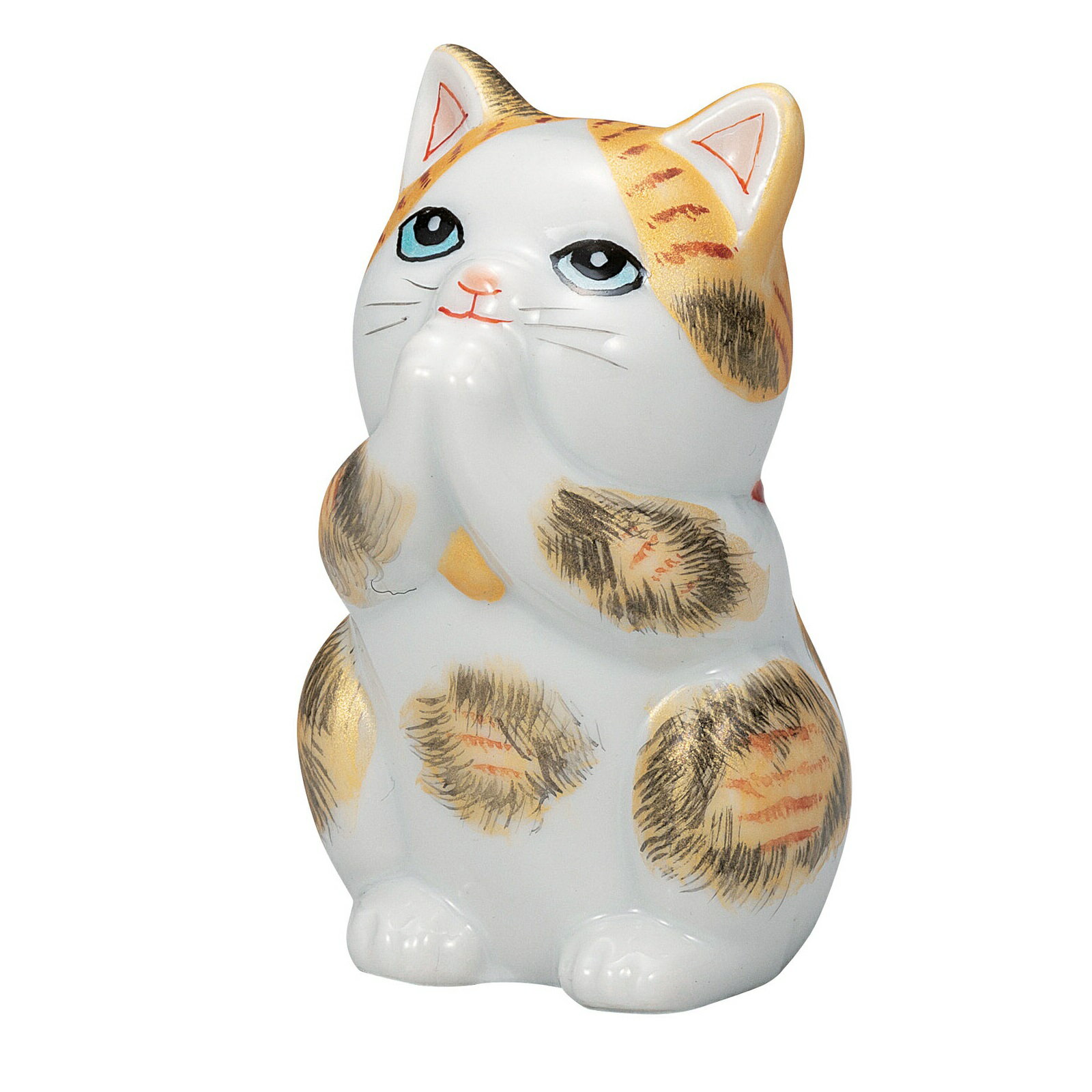 Rakuten - 日本の伝統工芸品【九谷焼】2.7号お祈り猫 金彩三毛