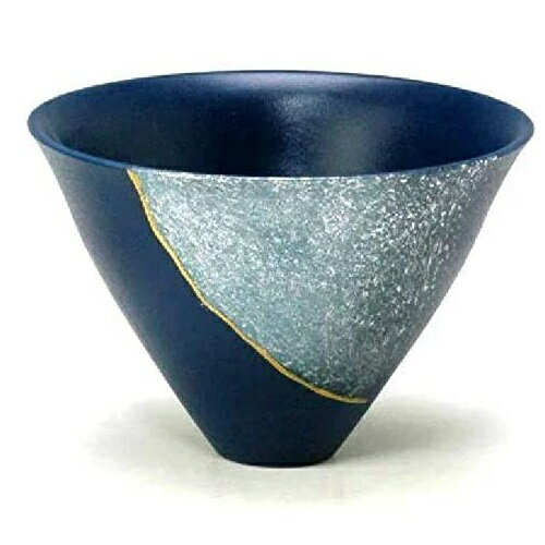 萬古焼 陶炎窯 大宮陶苑 花器 北山シリーズ 剣山受付 紺