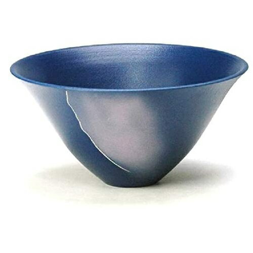 萬古焼 陶炎窯 大宮陶苑 花器 大シリーズ 紺 剣山受付