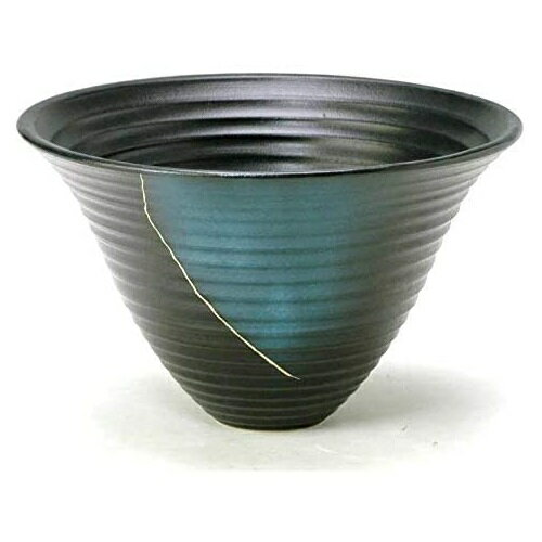 萬古焼 陶炎窯 大宮陶苑 花器 大シリーズ 黒 剣山受付なし 信楽陶土使用