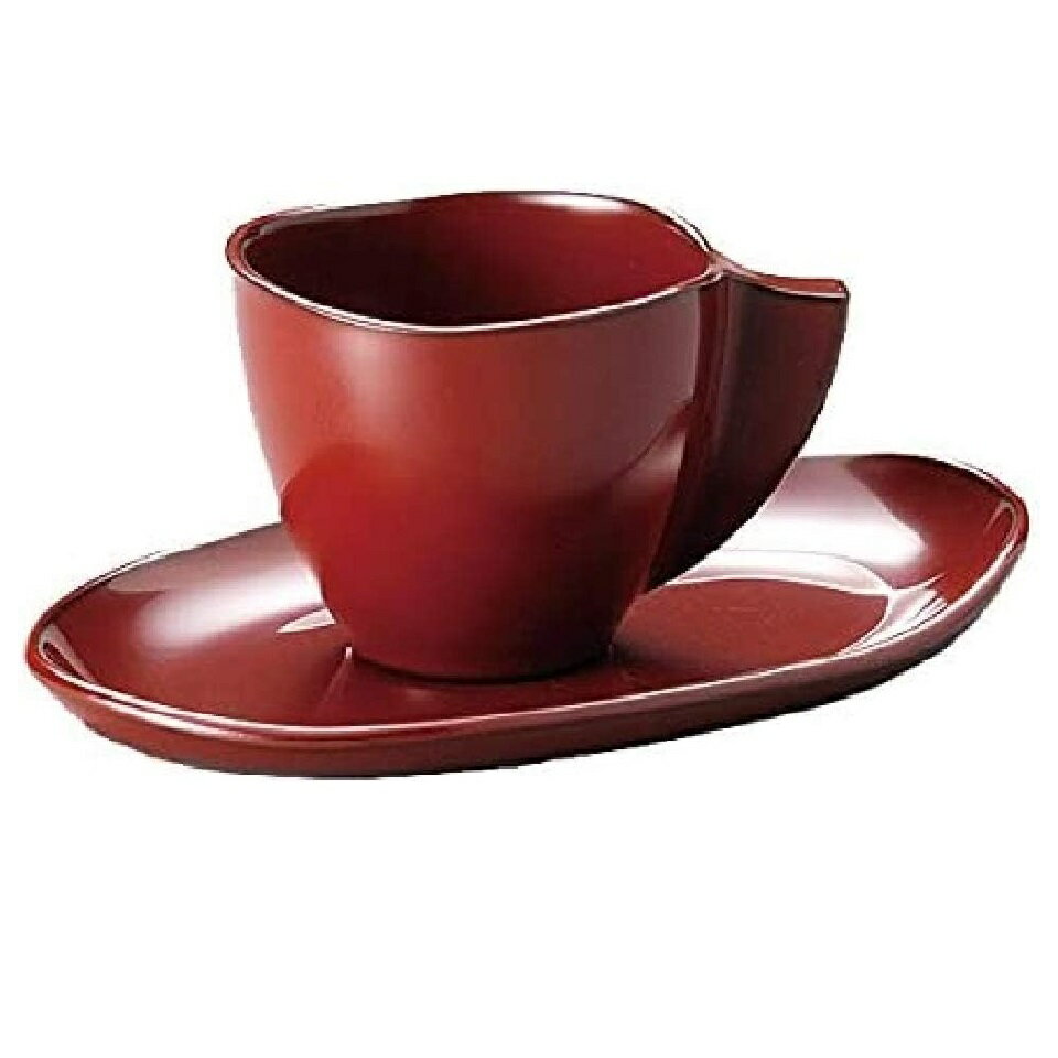 Rakuten - 【越前漆器】雅乃 珈琲カップ ソーサーセット (朱)　(クリアランス品)