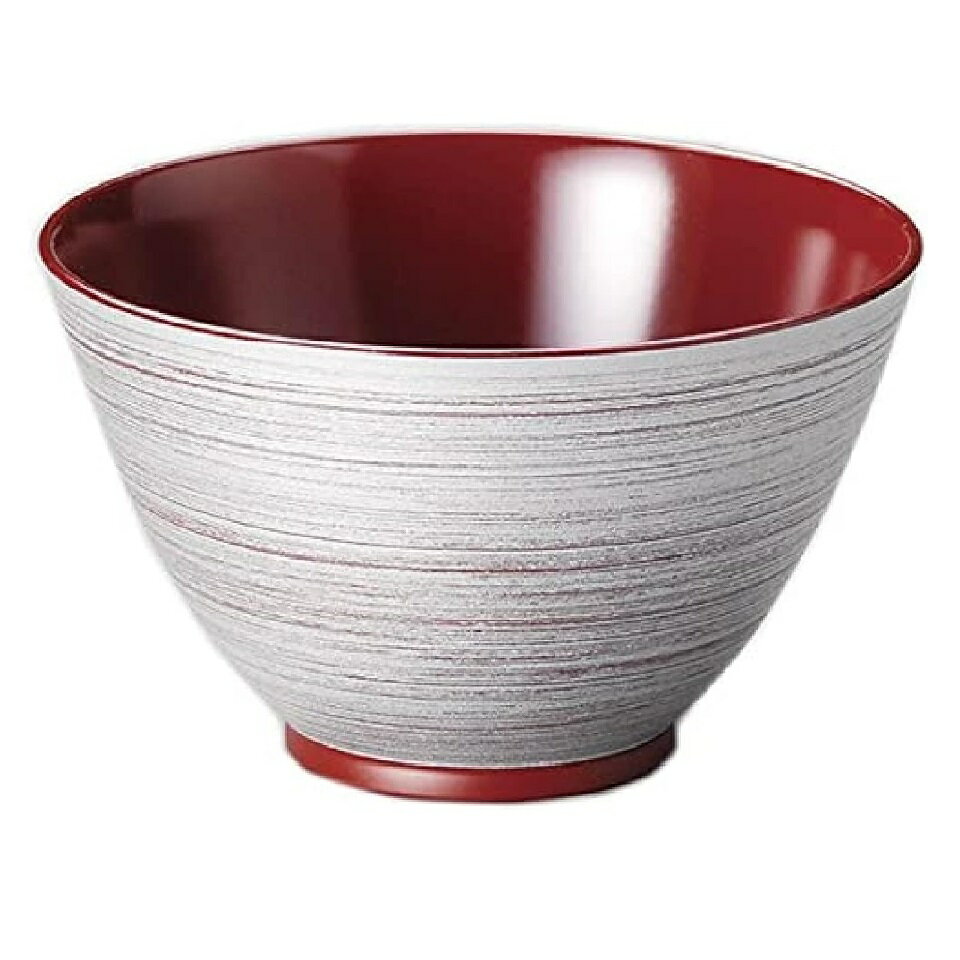 【越前漆器】雅乃 1客 食洗機・レンジ対応 銀刷毛 多用大椀 吟朱　(クリアランス品)