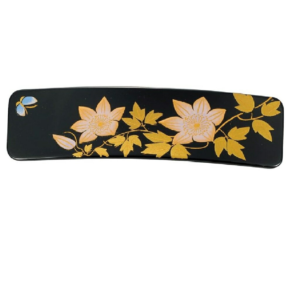 山中漆器 山中塗 漆芸バレッタ 長角（小）鉄仙 (B)