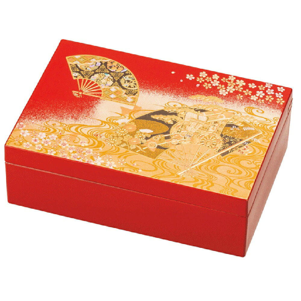 山中漆器 山中塗 京雅 アクセサリーBOX 華やかに装飾された扇をモチーフに、大胆な構図で仕上げられた逸品。職人の技術によって生み出された繊細な盛り蒔絵は、何度見ても飽きのこない美しい仕上がりです。