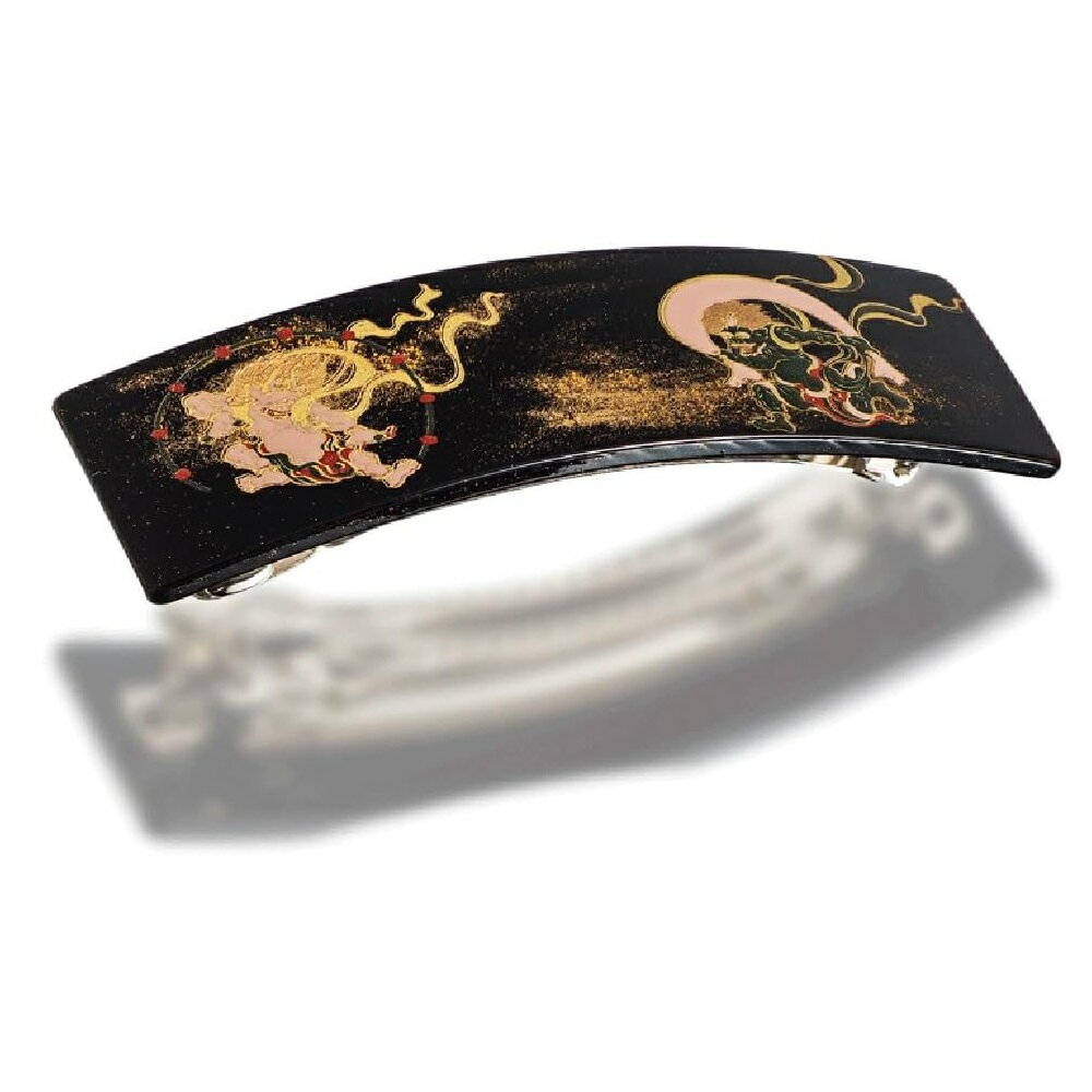 Rakuten - 山中漆器 山中塗 漆芸バレッタ 長角（大）風神雷神(B)