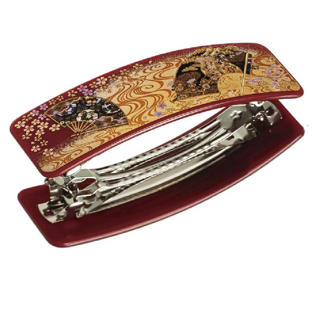 山中漆器 山中塗 漆芸バレッタ 長角（大）京雅 (R)