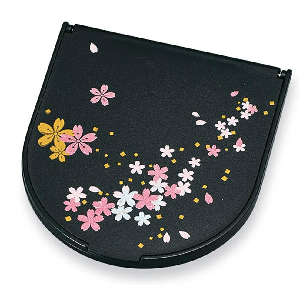 山中漆器 山中塗 半月コンパクトミラー・桜さくら