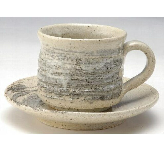 信楽焼 墨刷毛コーヒー碗皿