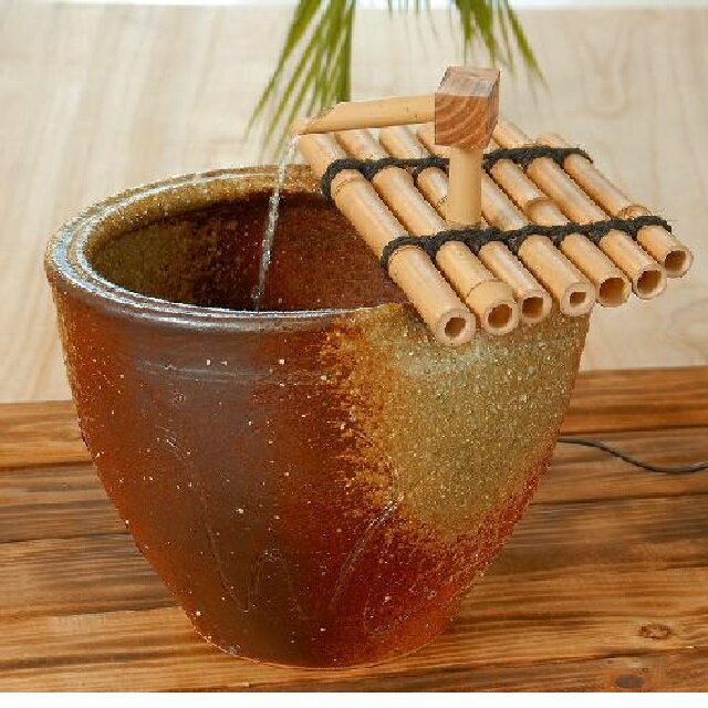 【信楽焼】電動つくばい 陶流古信楽○ 付属:電動モーター 100v2.8w(3.6w) コード190 cm 家庭用電源使用(..