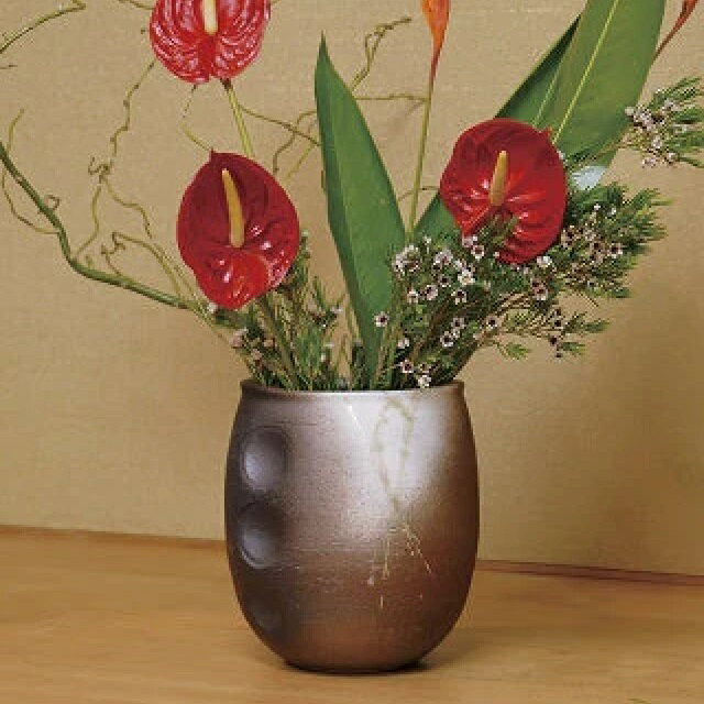 樂天商城 - 信楽焼 花瓶・花器 鉄赤波紋