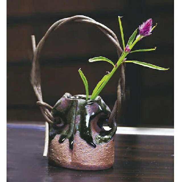 其它 - 信楽焼 花瓶・花器 花入　焼〆びーどろ