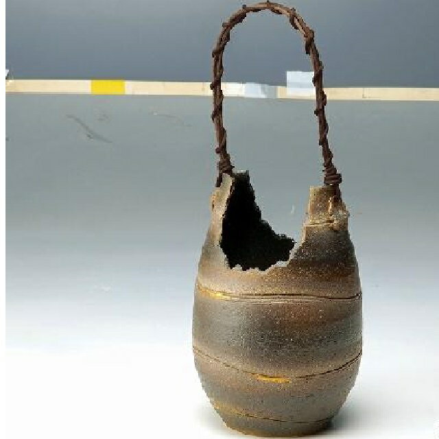 信楽焼 花瓶・花器 金彩流線