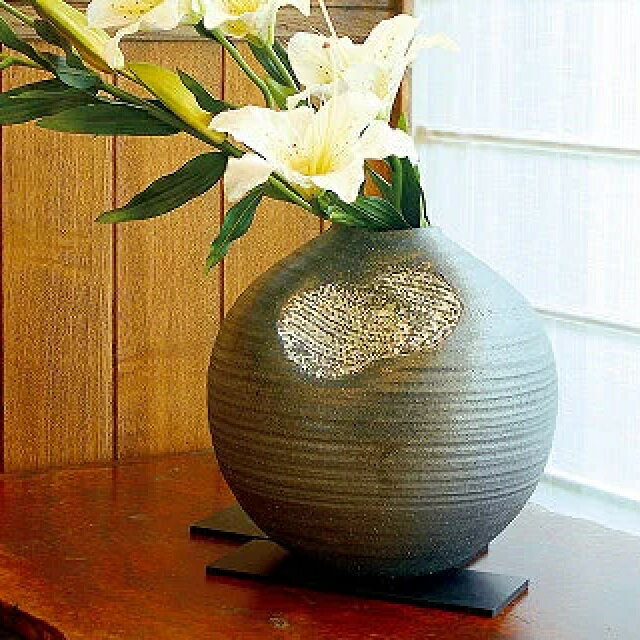 信楽焼 花瓶・花器 糸玉○ 付属:黒板×2