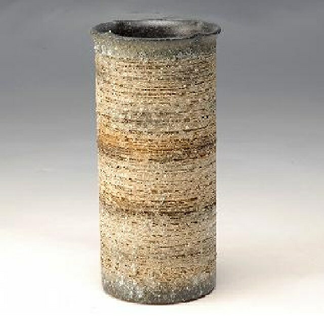 信楽焼 花瓶・花器 寸胴花瓶 白松皮