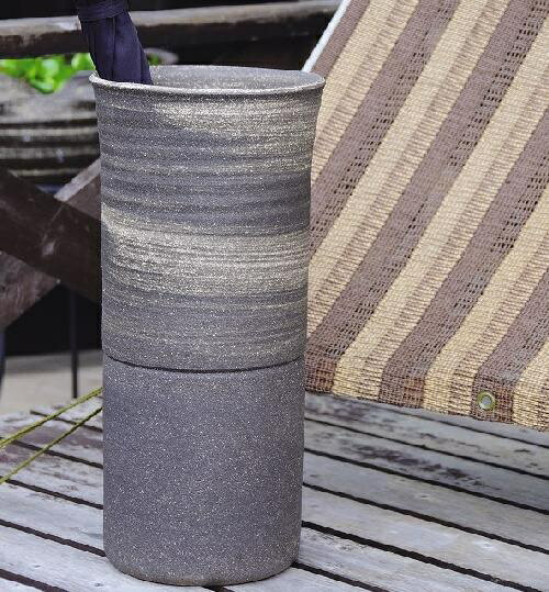 【信楽焼】傘立　刷毛モダン