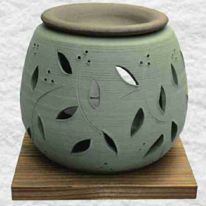 常滑焼 茶香炉 石龍作 緑唐草茶香炉