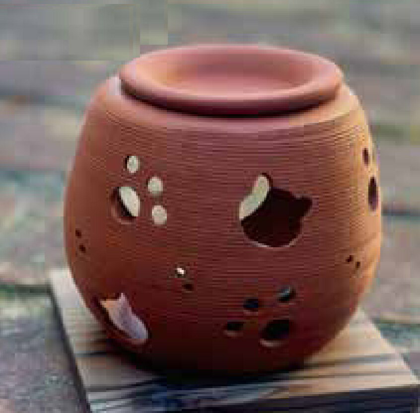 常滑焼 茶香炉 石龍作 朱泥ねこ茶香炉