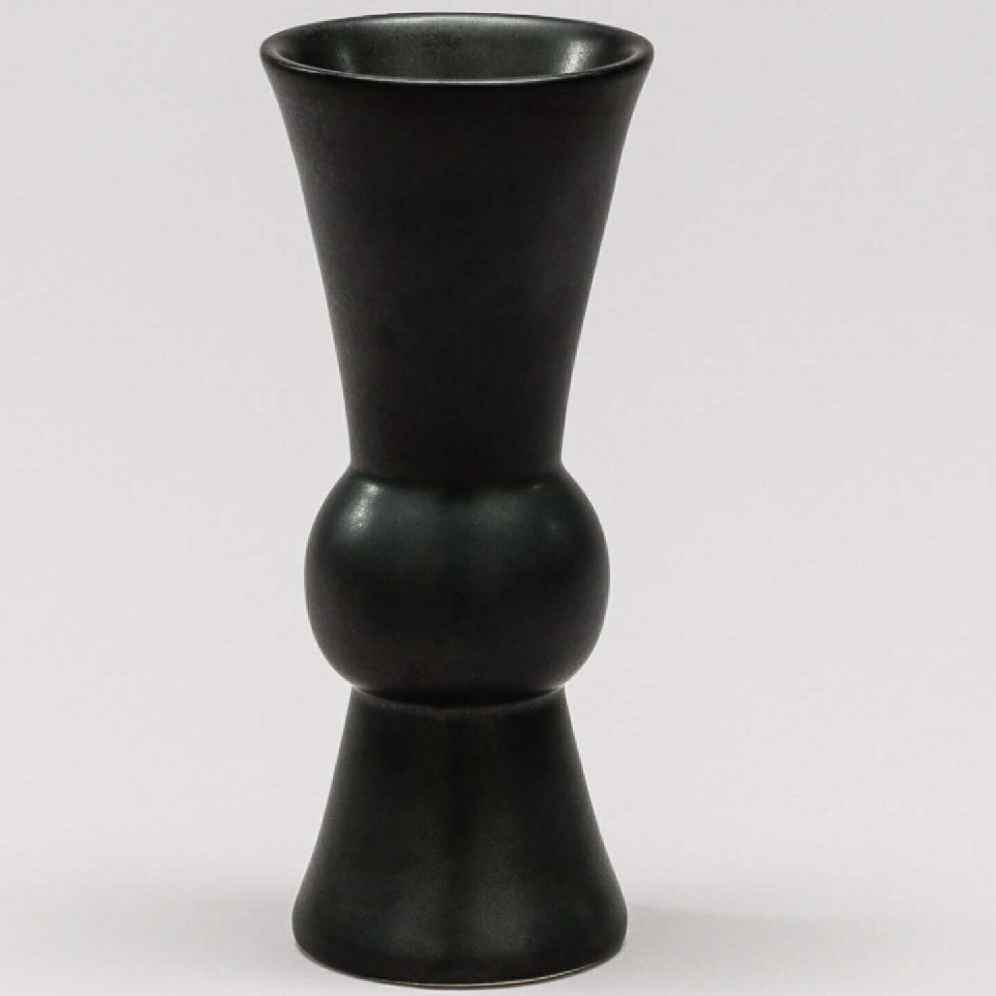 萬古焼 陶炎窯 大宮陶苑 花器 開シリーズ (黒ツヤ)