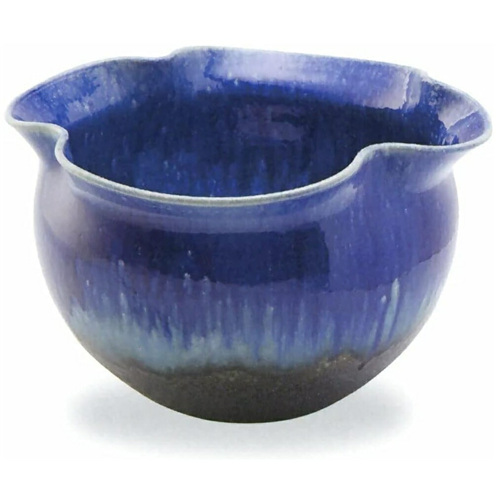 信楽焼 青ガラス花型水鉢 (11号)