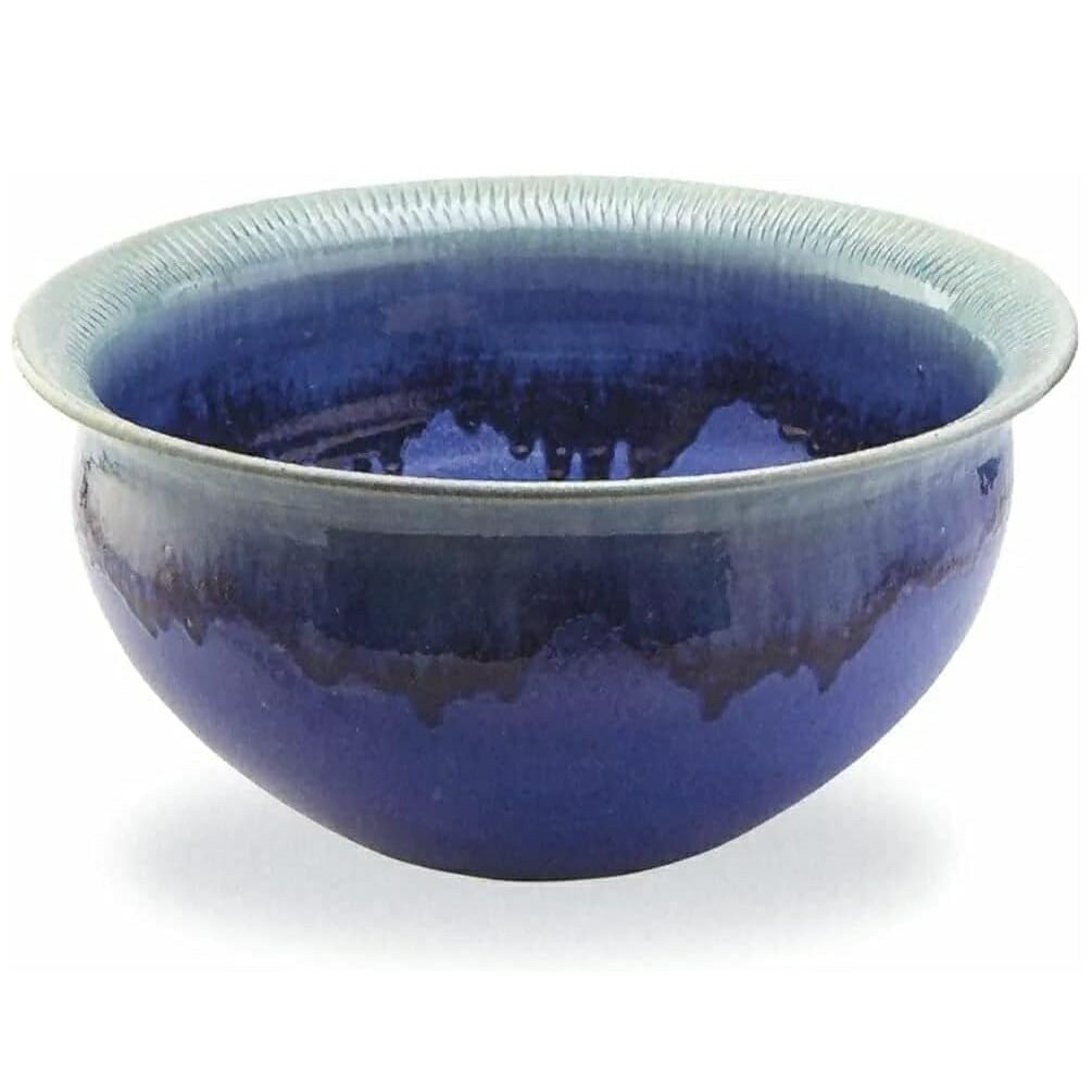 信楽焼 青ビードロ流しトチリ水鉢 (15号)