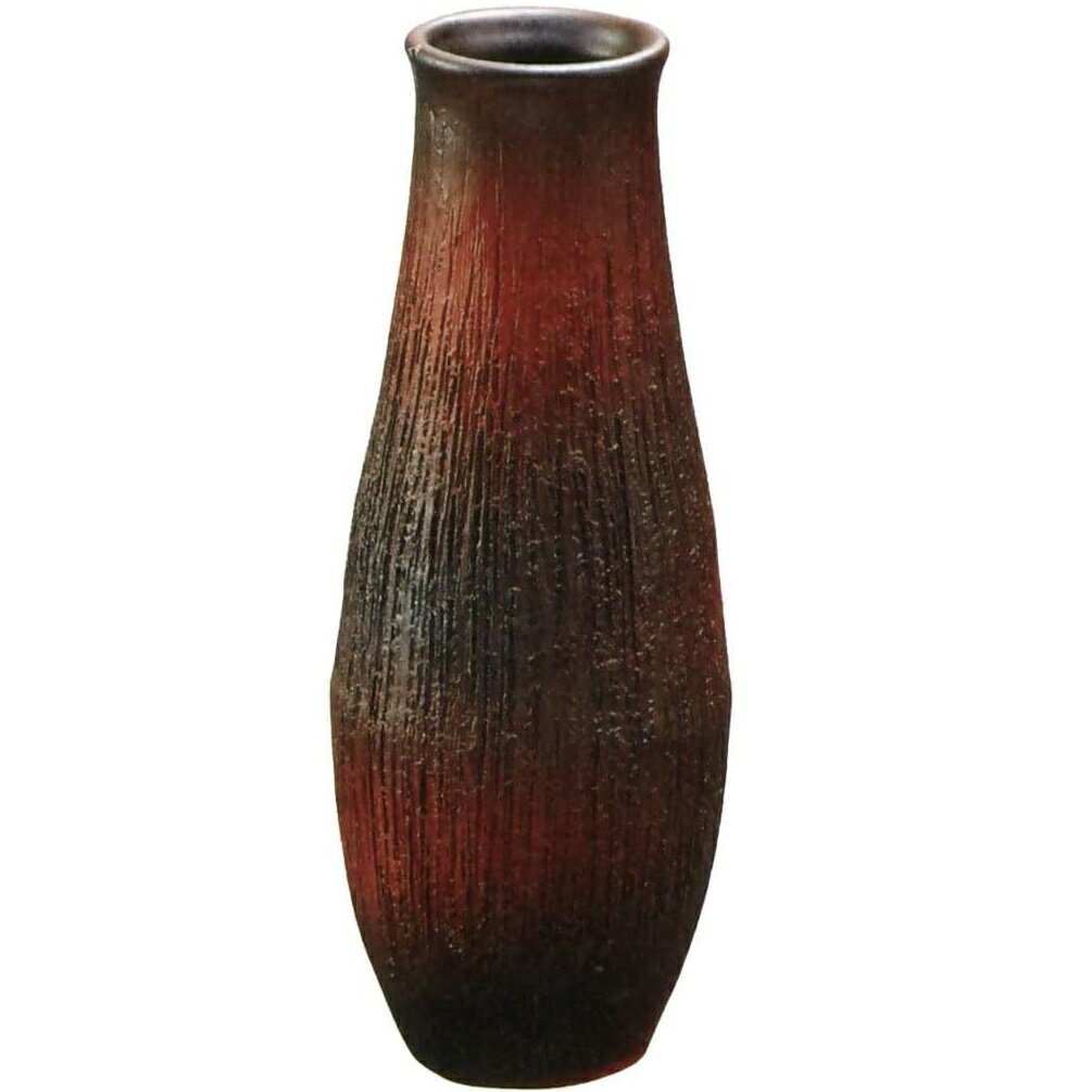 信楽焼 花器 火色櫛目長花入・7号