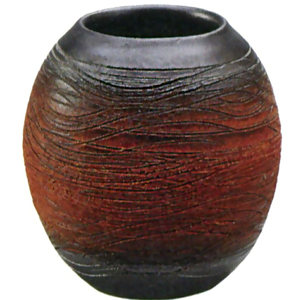 信楽焼 花器 火色櫛目花入・3.5号