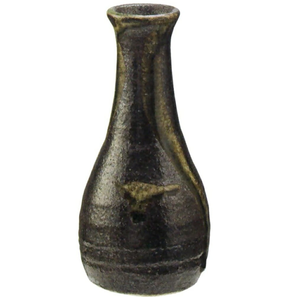 信楽焼 花器 鉄釉細花入・5号